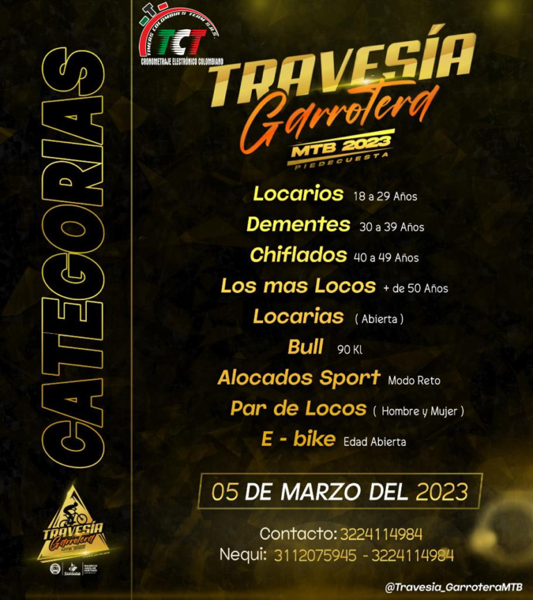 Travesía Garrotera MTB. Piedecuesta 2023